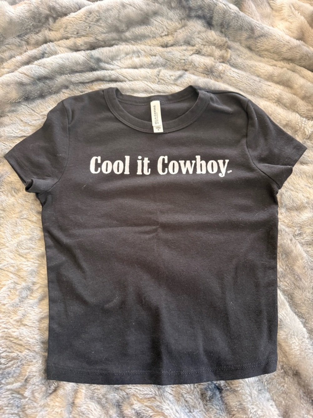 Bella Canvas Black Crop Top with "Cool it Cowboy" Graphic